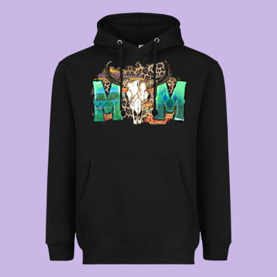 Heavyweight Hoodie mom with bull skull