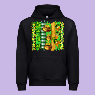 St Patricks Gnomes And Cloves With Leopard  Brushstrokes Urban Hoodie Designed By Artiststas