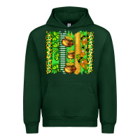 Forest Green st patricks gnomes and cloves with leopard  brushstrokes Urban Hoodie - Artiststas