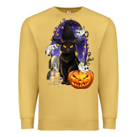 Antique Gold Halloween Cat and Pumpkin Premium Sweatshirt - texasbilliewilder