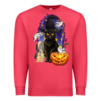 Cardinal Halloween Cat and Pumpkin Premium Sweatshirt - texasbilliewilder
