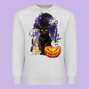 Halloween Cat And Pumpkin Premium Sweatshirt Designed By Texasbilliewilder