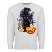 Dove Grey Halloween Cat and Pumpkin Premium Sweatshirt - texasbilliewilder