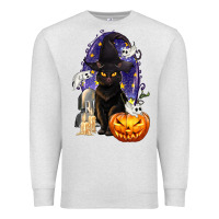 Oatmeal Heather Halloween Cat and Pumpkin Premium Sweatshirt - texasbilliewilder