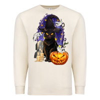 Sandshell Halloween Cat and Pumpkin Premium Sweatshirt - texasbilliewilder