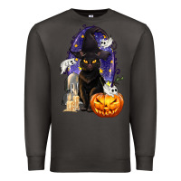 Smoke Halloween Cat and Pumpkin Premium Sweatshirt - texasbilliewilder