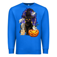 True Royal Halloween Cat and Pumpkin Premium Sweatshirt - texasbilliewilder