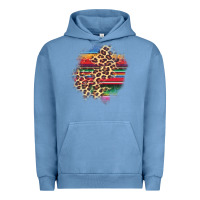 Pigment Pebble Blue serape leopard patch Urban Hoodie - AdoDesignShop