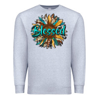 Heather Grey blessed sunflower Premium Sweatshirt - RanaPortraitStore