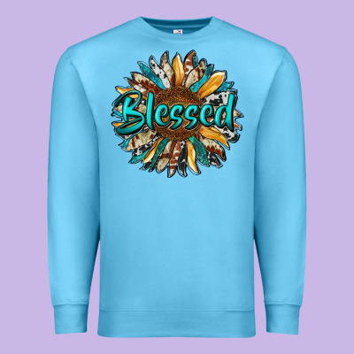 Blessed Sunflower Premium Sweatshirt Designed By Ranaportraitstore