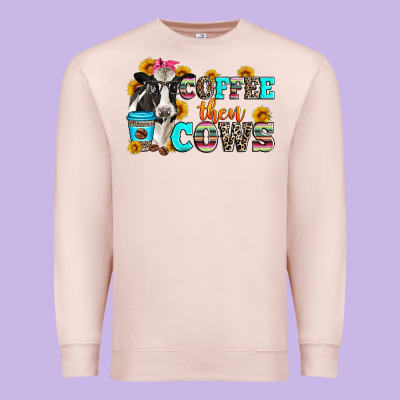 Coffee Then Cows Premium Sweatshirt Designed By Zillion Design Studio