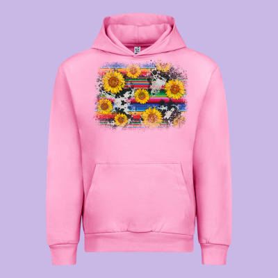 Serape Cowhide Sunflower Background Urban Hoodie Designed By Adodesignshop