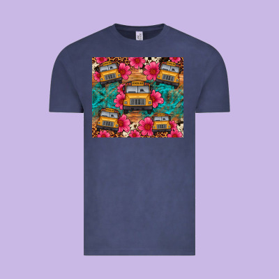School Bus Leopard Cowhide Vintage Tee Designed By Artiststas