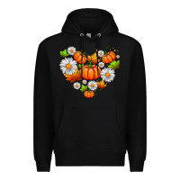 Black pumpkin and daisies Premium Hoodie - AdoDesignShop