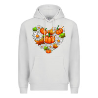 Dove Grey pumpkin and daisies Premium Hoodie - AdoDesignShop