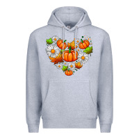 Heather Grey pumpkin and daisies Premium Hoodie - AdoDesignShop