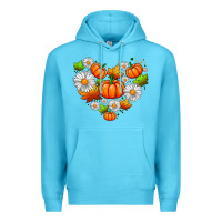Ocean Blue pumpkin and daisies Premium Hoodie - AdoDesignShop