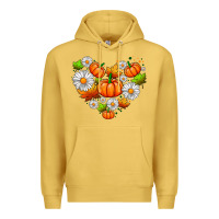 Antique Gold pumpkin and daisies Premium Hoodie - AdoDesignShop
