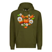 Army Green pumpkin and daisies Premium Hoodie - AdoDesignShop