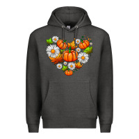 Charcoal Heather pumpkin and daisies Premium Hoodie - AdoDesignShop