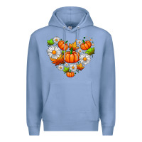 Colony Blue pumpkin and daisies Premium Hoodie - AdoDesignShop