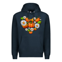Navy pumpkin and daisies Premium Hoodie - AdoDesignShop
