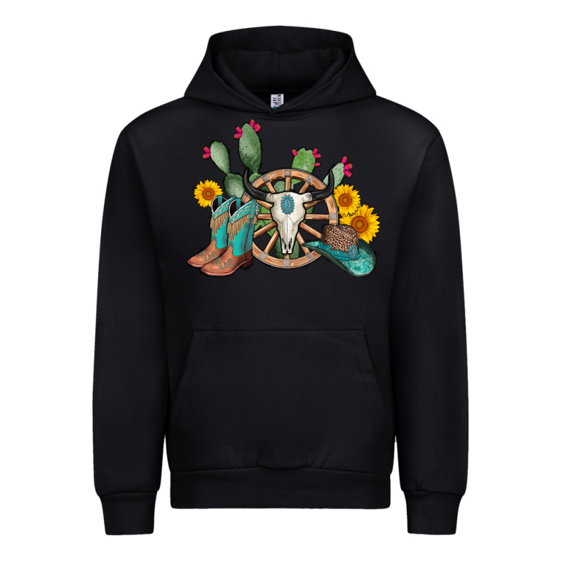 Wheel Bull Skull Western Cowboy Urban Hoodie by AdoDesignShop | Teevron