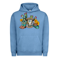 Pigment Pebble Blue wheel bull skull western cowboy Urban Hoodie - AdoDesignShop