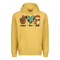 Antique Gold peace love fall Premium Hoodie - JahusDesignShop