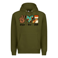 Army Green peace love fall Premium Hoodie - JahusDesignShop