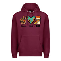 Burgundy peace love fall Premium Hoodie - JahusDesignShop