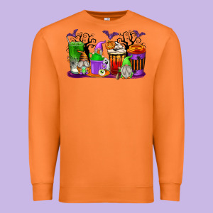 Halloween Gnomes Coffee Cups Premium Sweatshirt Designed By Texasbilliewilder