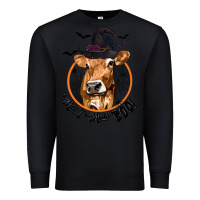 Black Halloween Cow Moo I Mean Boo Premium Sweatshirt - texasbilliewilder