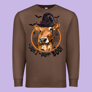 Halloween Cow Moo I Mean Boo Premium Sweatshirt Designed By Texasbilliewilder
