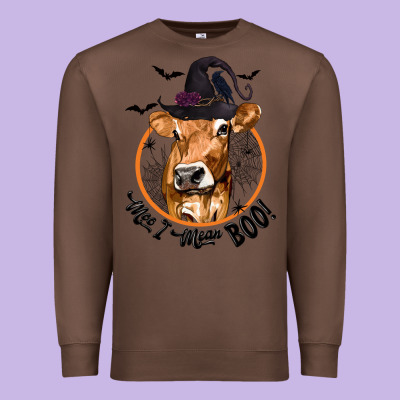Halloween Cow Moo I Mean Boo Premium Sweatshirt Designed By Texasbilliewilder