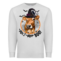 Dove Grey Halloween Cow Moo I Mean Boo Premium Sweatshirt - texasbilliewilder