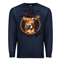 Navy Halloween Cow Moo I Mean Boo Premium Sweatshirt - texasbilliewilder