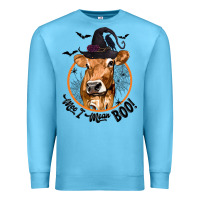 Ocean Blue Halloween Cow Moo I Mean Boo Premium Sweatshirt - texasbilliewilder