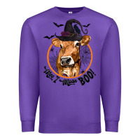 Purple Halloween Cow Moo I Mean Boo Premium Sweatshirt - texasbilliewilder