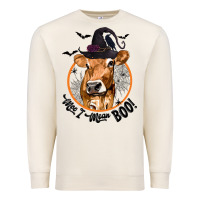 Sandshell Halloween Cow Moo I Mean Boo Premium Sweatshirt - texasbilliewilder