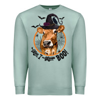Seafoam Halloween Cow Moo I Mean Boo Premium Sweatshirt - texasbilliewilder