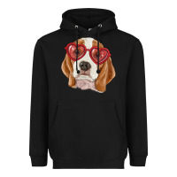 Black Beagle with love glasses Heavyweight Hoodie - RanaPortraitStore