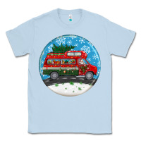 Dusty Blue santa claus with retro van  christmas ornament Classic Tee - BundleAndBundleShop