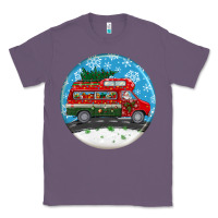 Lavender santa claus with retro van  christmas ornament Classic Tee - BundleAndBundleShop