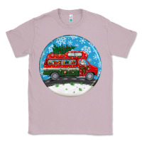Lilac santa claus with retro van  christmas ornament Classic Tee - BundleAndBundleShop