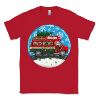 Red santa claus with retro van  christmas ornament Classic Tee - BundleAndBundleShop
