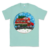 Seafoam santa claus with retro van  christmas ornament Classic Tee - BundleAndBundleShop