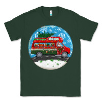 Sports Green santa claus with retro van  christmas ornament Classic Tee - BundleAndBundleShop