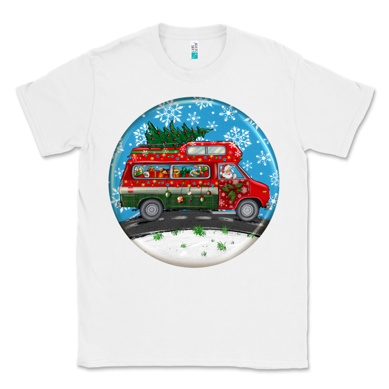 Santa Claus With Retro Van  Christmas Ornament Classic Tee by BundleAndBundleShop | Teevron