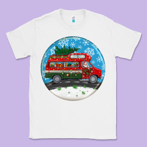 Santa Claus With Retro Van  Christmas Ornament Classic Tee Designed By Bundleandbundleshop